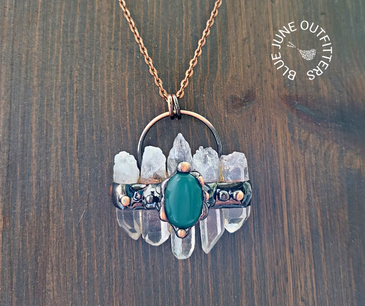 Long Natural Quartz & Australian Jade Necklace