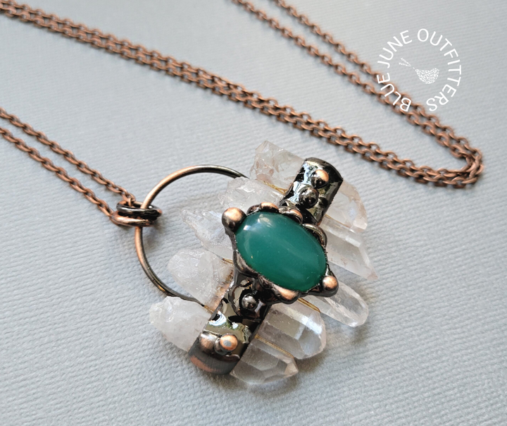 Long Natural Quartz & Australian Jade Necklace