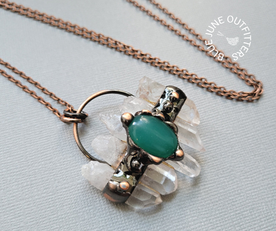 Long Natural Quartz & Australian Jade Necklace