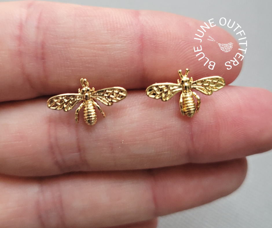 18k Gold Plated Bee Stud Earrings