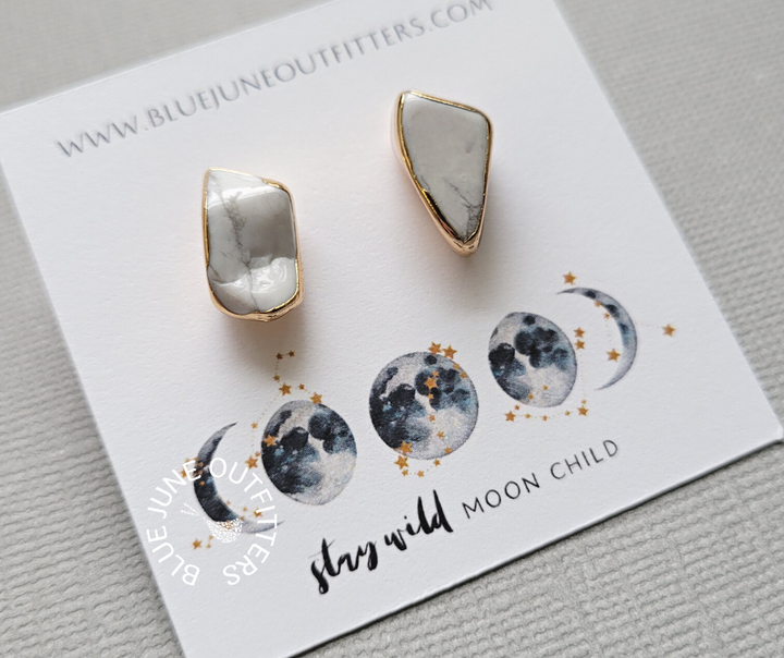 Howlite Statement Stud Earrings