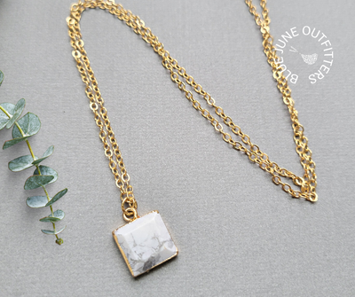 Howlite Necklace | 18k Gold Plated Chain