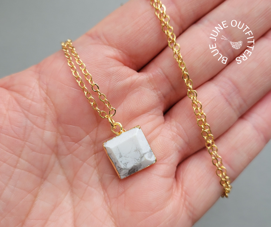 Howlite Necklace | 18k Gold Plated Chain