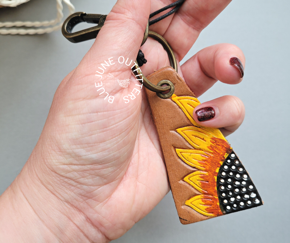 Leather Sunflower Key Chain by Myra Bag