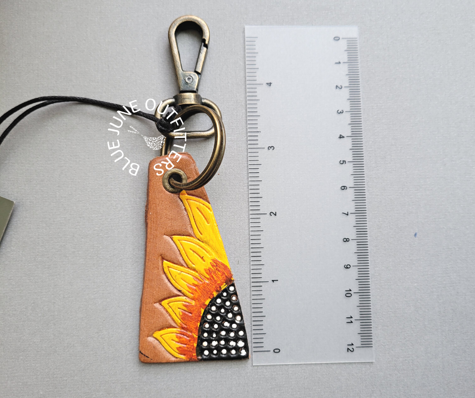 Leather Sunflower Key Chain by Myra Bag