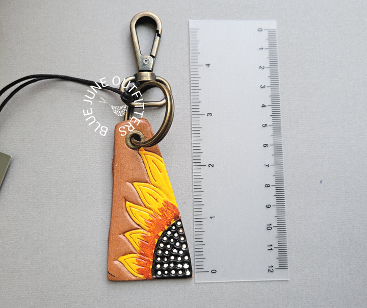 Leather Sunflower Key Chain by Myra Bag