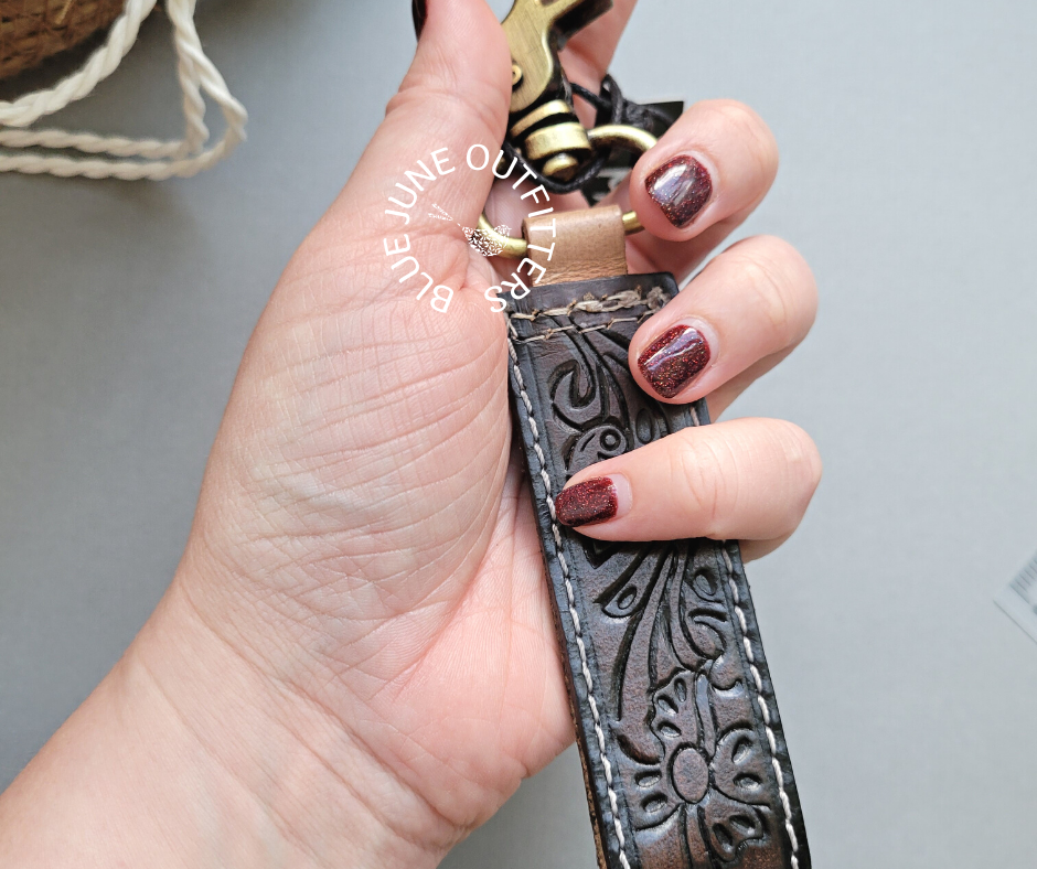 Hand Tooled Leather Keychain by Myra Bag
