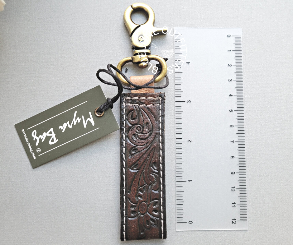 Hand Tooled Leather Keychain by Myra Bag