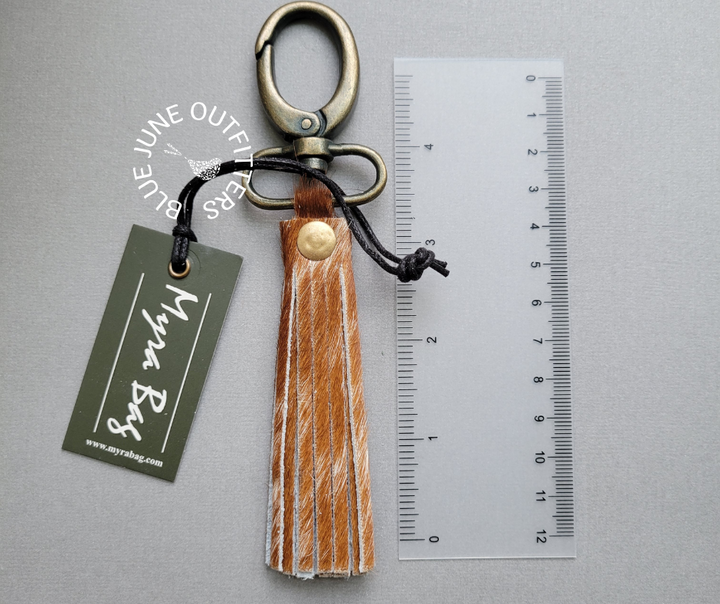 Hair On Leather Fringed Keychain by Myra Bag