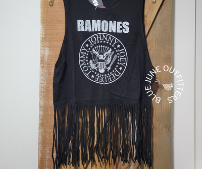 Ladies Ramones Fringed Tank Top | Officially Licensed