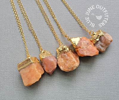 Raw Sunstone Crystal Necklace