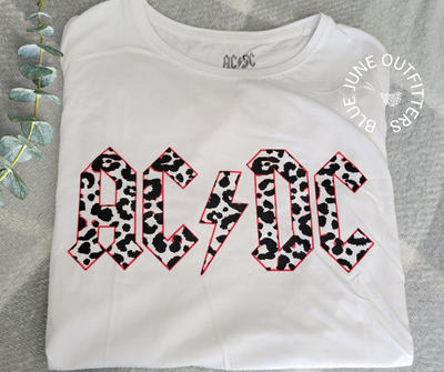 Ladies AC/DC Monochrome Leopard Tee | Officially Licensed
