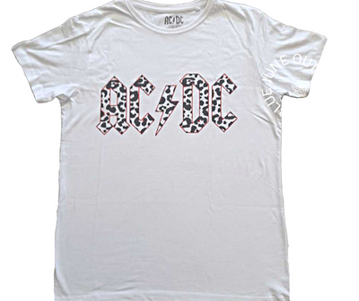 Ladies AC/DC Monochrome Leopard Tee | Officially Licensed