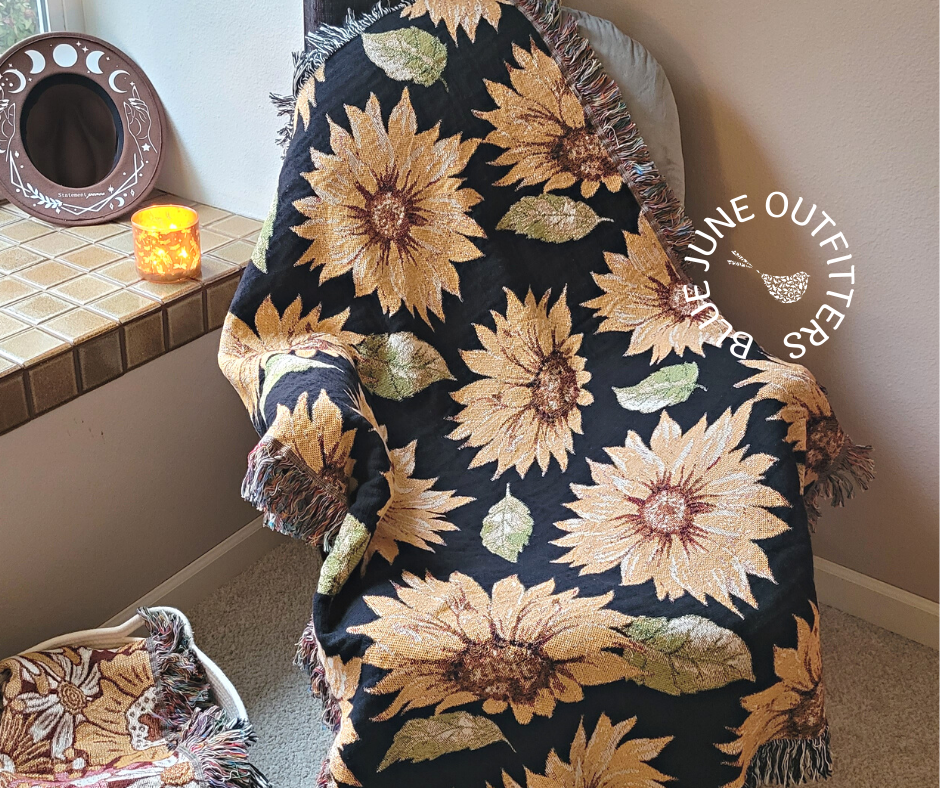Aesthetic Sunflower Woven Blanket