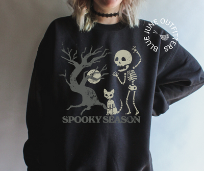 Spooky Season Skeleton Cat | Halloween Crewneck Sweatshirt