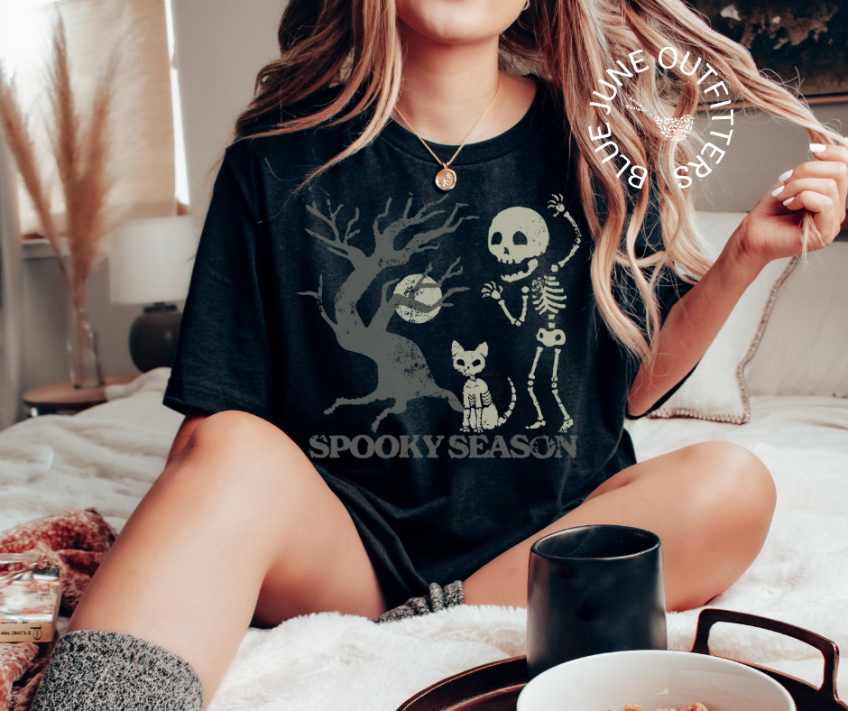 Spooky Season Skeleton Cat | Comfort Colors® Halloween Tee