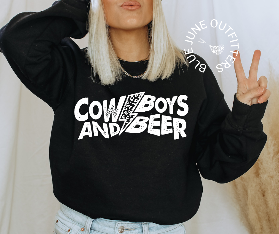 Cowboys And Beer | Leopard Lightning Bolt Sweatshirt