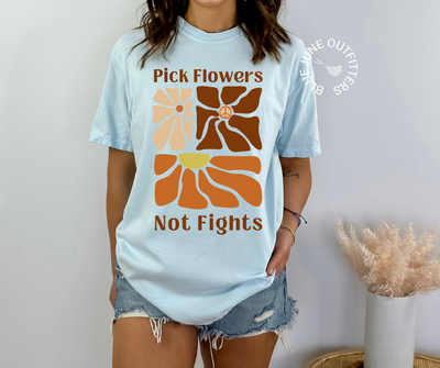Pick Flowers Not Fights | Comfort Colors® Hippie Tee