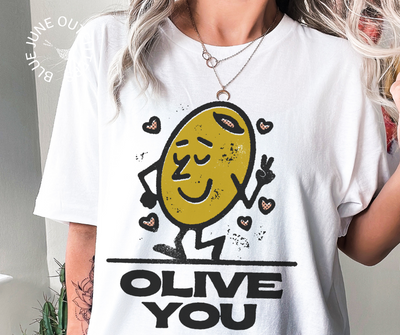 Olive You Retro Valentine's Tee | Comfort Colors® Tee