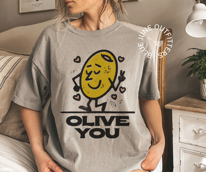 Olive You Retro Valentine's Tee | Comfort Colors® Tee