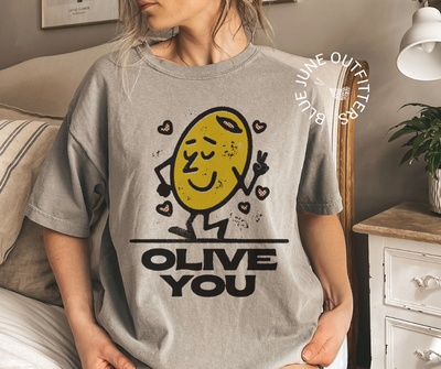 Olive You Retro Valentine's Tee | Comfort Colors® Tee