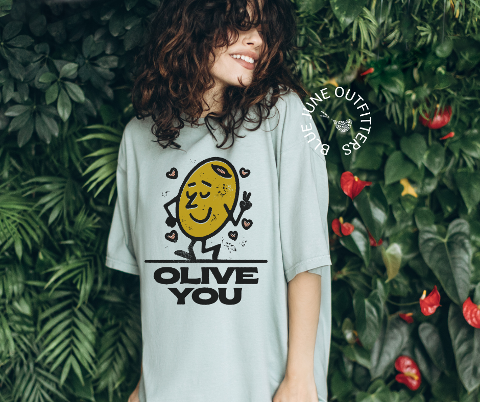 Olive You Retro Valentine's Tee | Comfort Colors® Tee