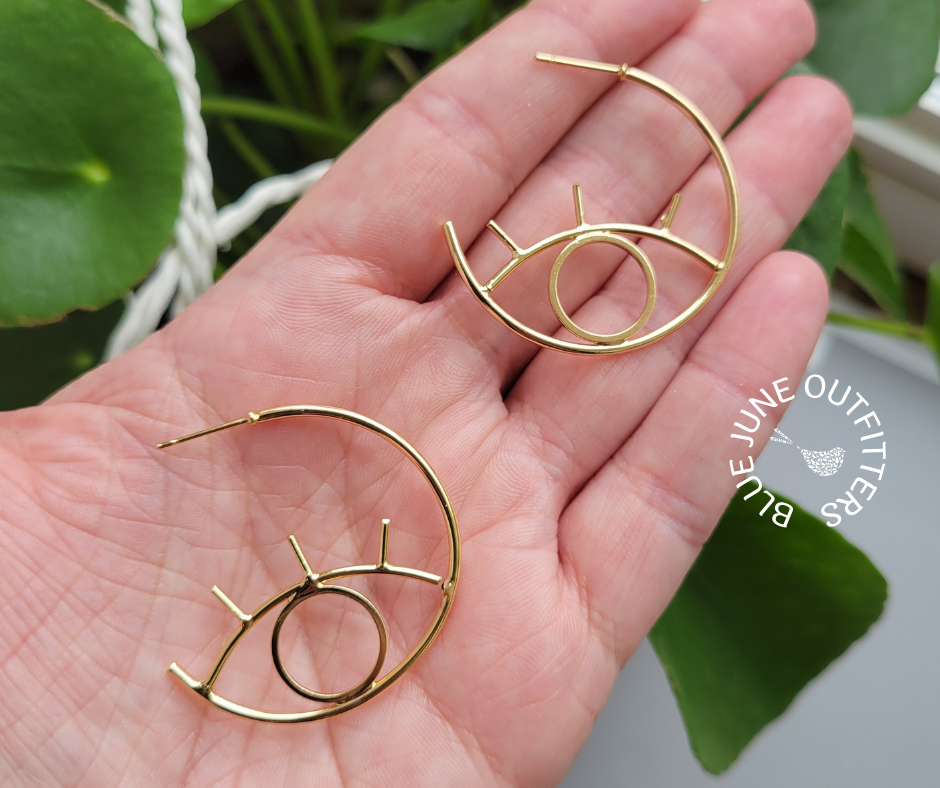 18k Gold Plated Evil Eye Protection Hoops