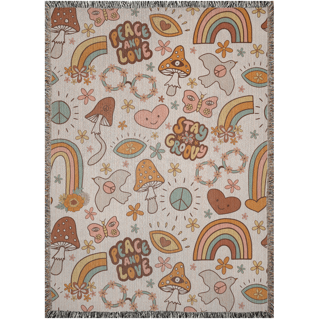 Groovy Retro Graphics | Hippie Woven Blanket
