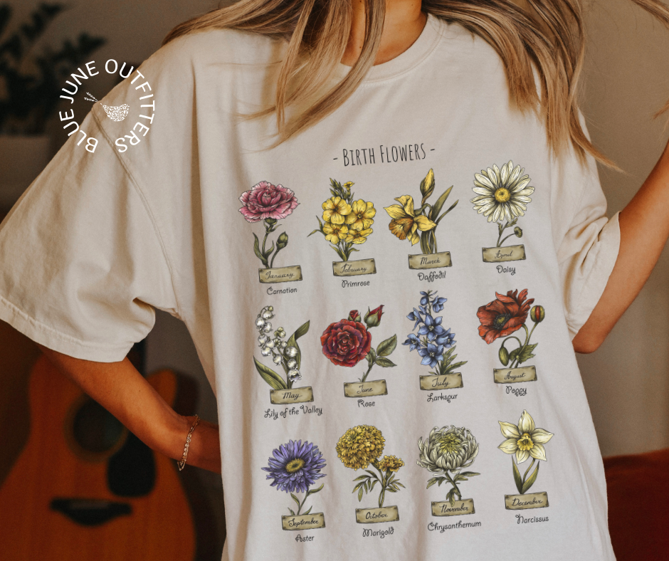 Birth Flowers Boho Tee | Comfort Colors® T-Shirt