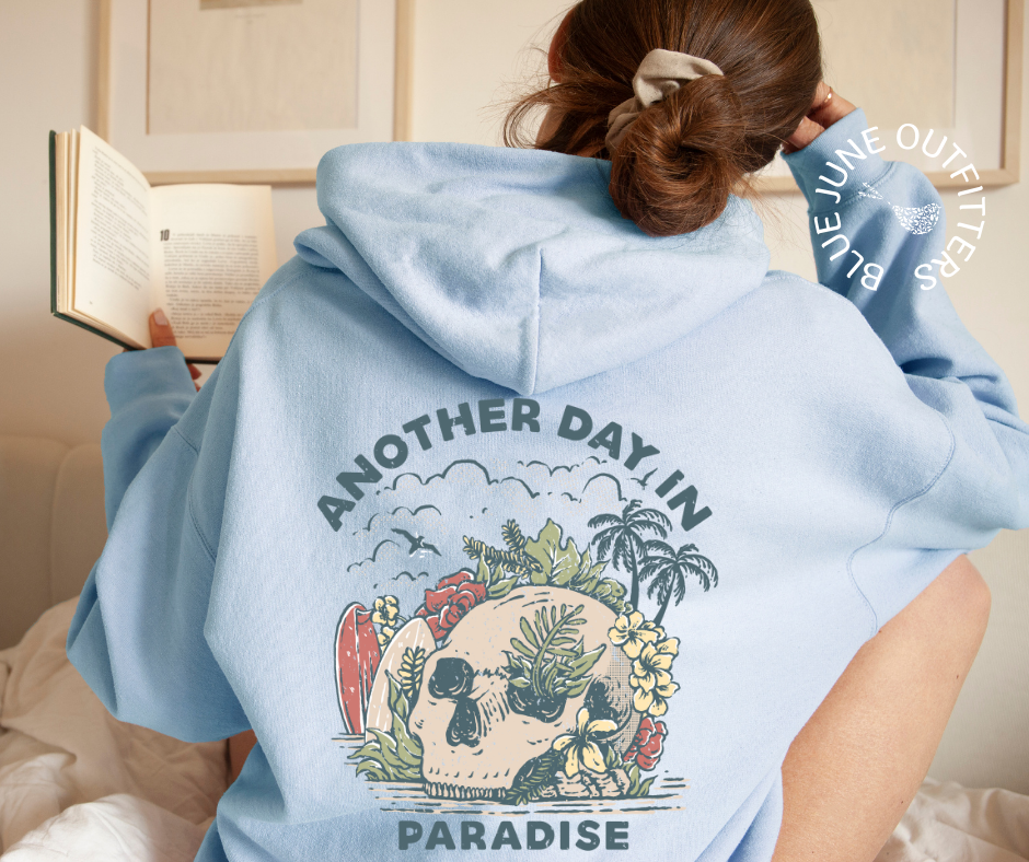 Another Day In Paradise | Unisex Tropical Skull Hoodie
