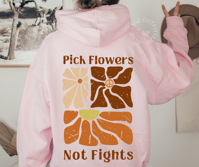 Pick Flowers Not Fights | Retro Kindness Hoodie
