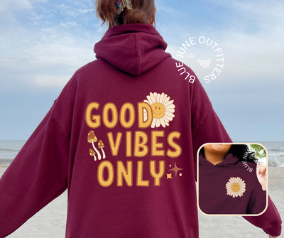 Good Vibes Only Hoodie With Pocket Design