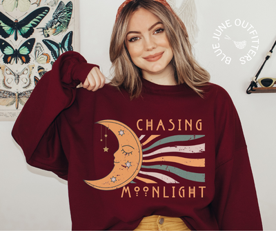 Chasing Moonlight | Celestial Boho Crewneck Sweatshirt