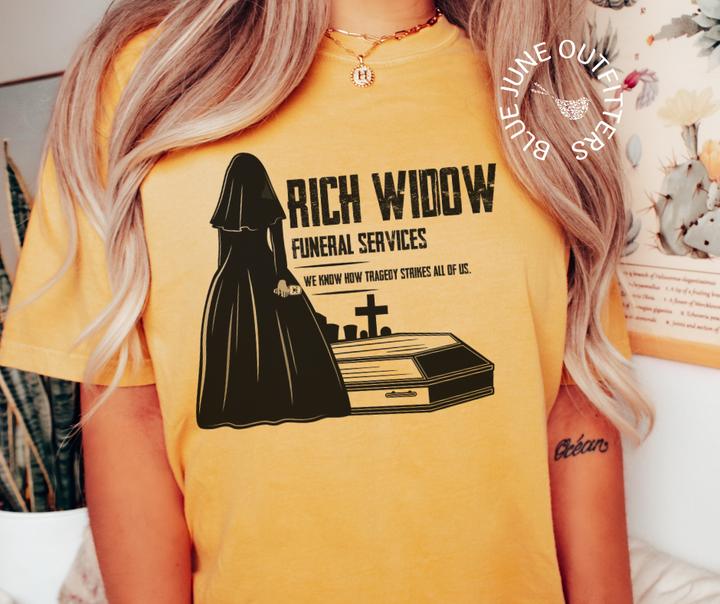 Rich Widow Funeral Services | Comfort Colors® Funny True Crime Tee
