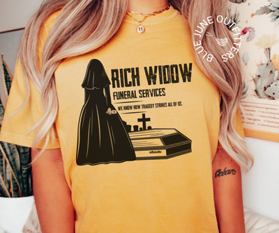 Rich Widow Funeral Services | Comfort Colors® Funny True Crime Tee