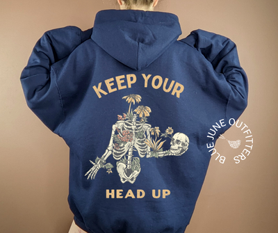 Keep Your Head Up | Funny Floral Skeleton Unisex Hoodie
