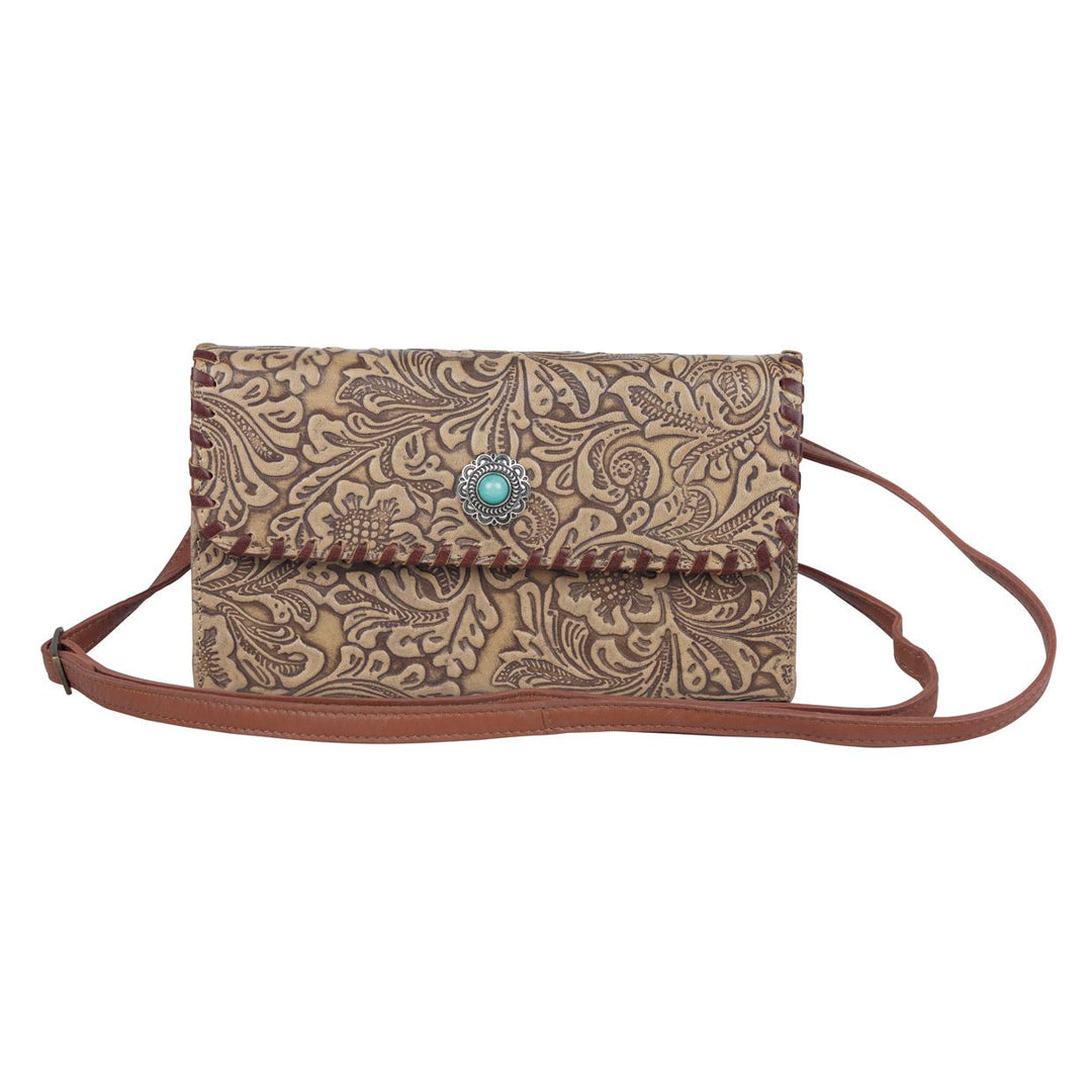 Hand Tooled Leather Wallet | Deep Olive Myra Bag Wallet