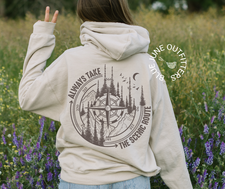 Always Take The Scenic Route | Forest & Mountains Hoodie