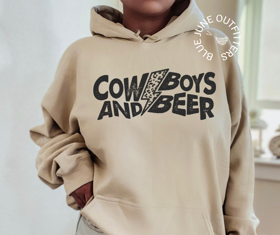 Cowboys And Beer | Leopard Lightning Bolt Hoodie