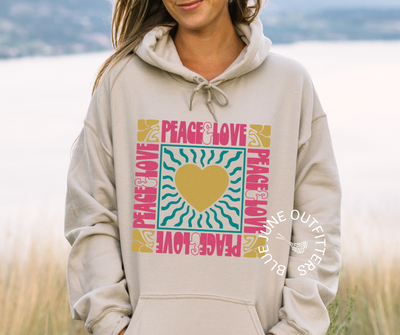 Peace & Love Retro Hippie Hooded Sweatshirt