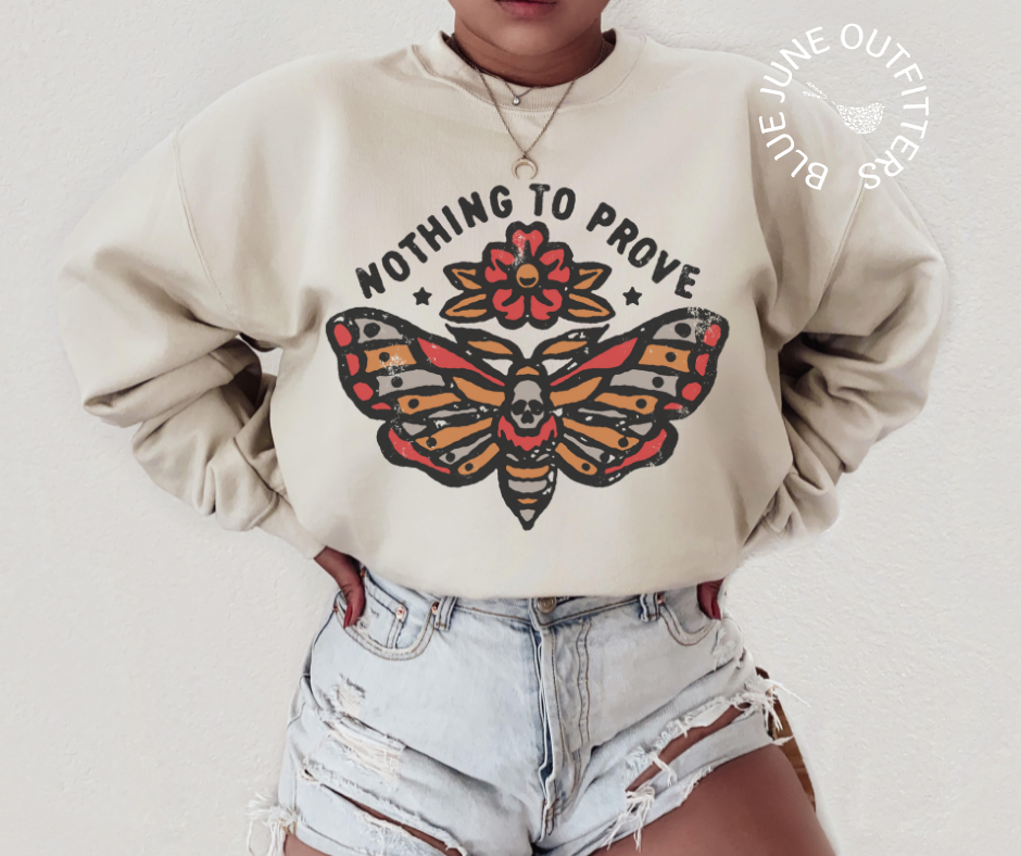 Nothing To Prove | Boho Death Moth Crewneck Sweatshirt