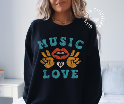 Music Is Love | Vintage Vibes Crewneck Sweatshirt