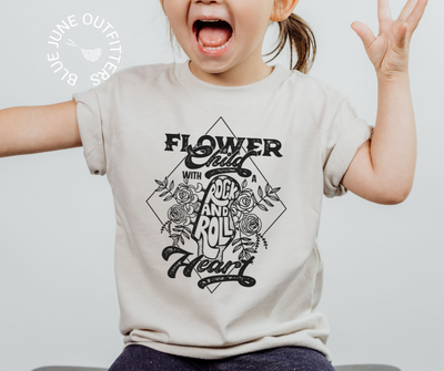 Flower Child With A Rock n' Roll Heart | Trendy Toddler Tee