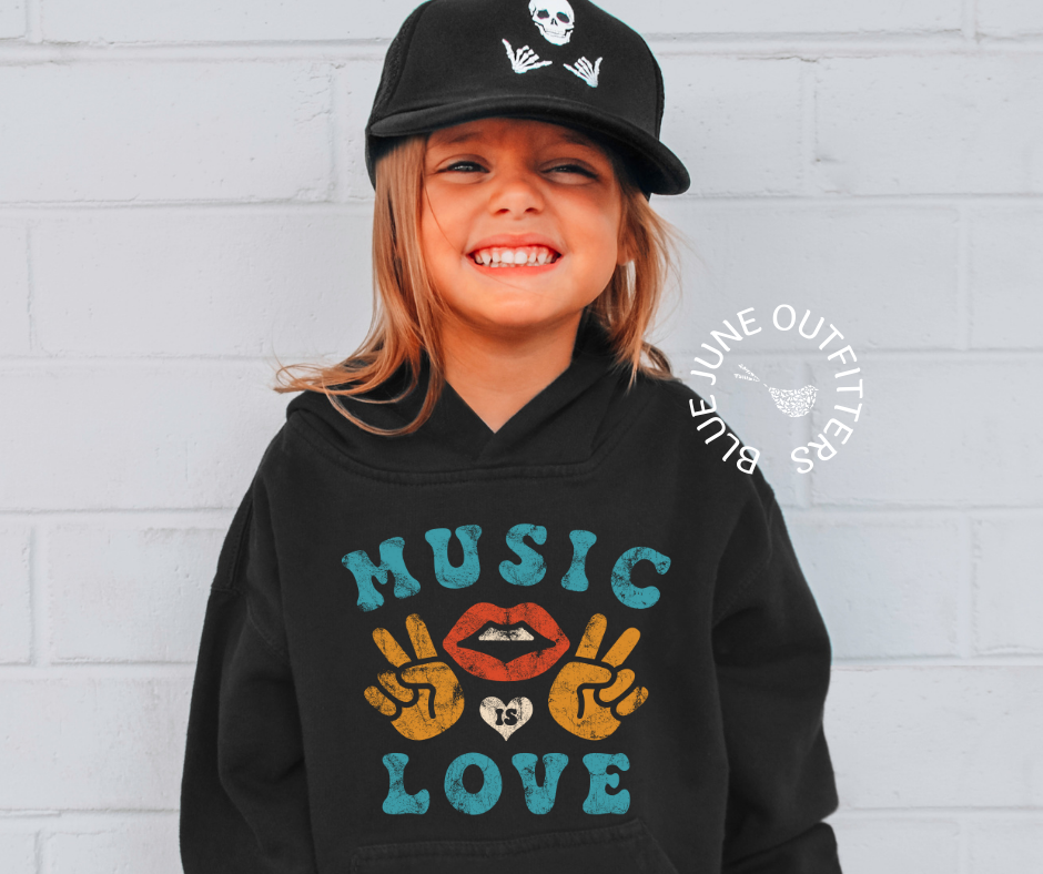 Music Is Love | Trendy Hippie Toddler Hoodie