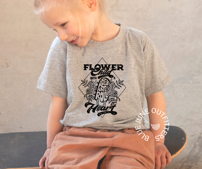 Flower Child With A Rock n' Roll Heart | Trendy Toddler Tee