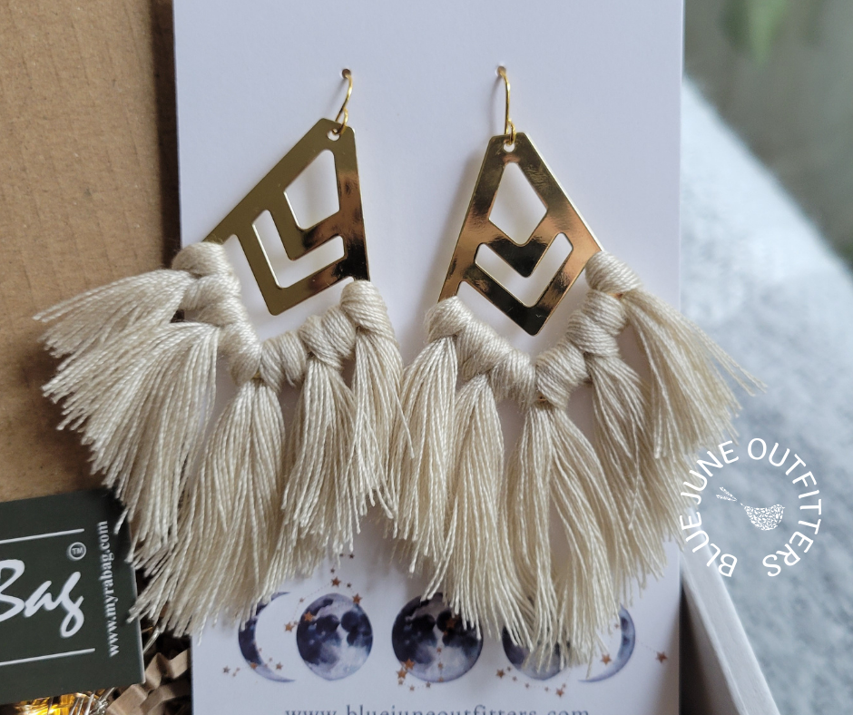 Rustic Bohemian Gift Box | Tassel Earrings, Necklace & Keychain