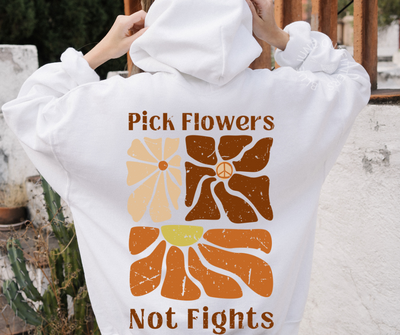 Pick Flowers Not Fights | Retro Kindness Hoodie