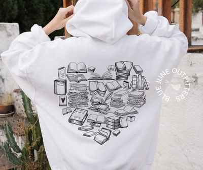 Books Heart Collage | Book Lover Hoodie