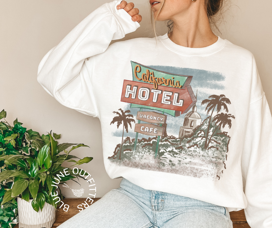 Retro California Hotel Crewneck Sweatshirt
