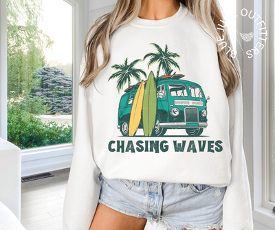 Chasing Waves Sweatshirt | Van Life Surf Boards Crewneck